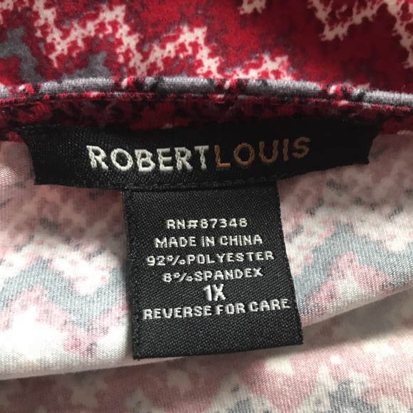 ROBERT LOUIS red/grey 1X mini dress pockets and elastic waist band v-neck NEW - Picture 6 of 8